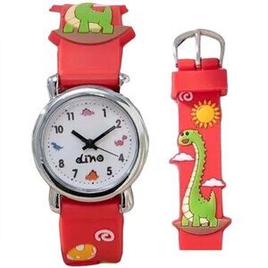 Watch Dinosaur Dino Youth Quartz Silicone Colorful Buckle Band Analog